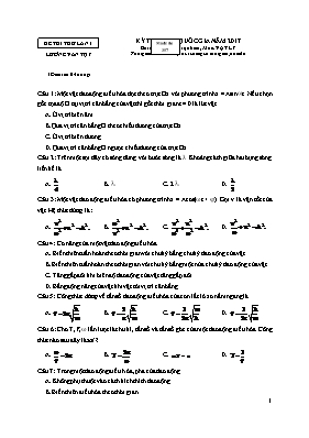 Đề thi thử THPT Quốc gia môn Vật lý năm 2017 
