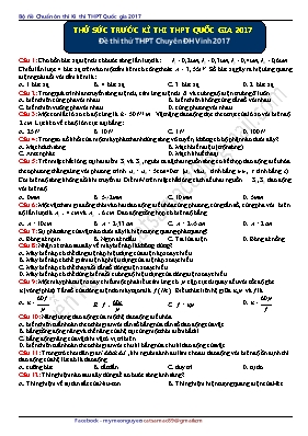 Đề thi thử THPT Quốc gia môn Vật lý năm 2017 