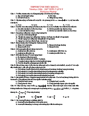 Đề thi thử THPT Quốc gia môn Vật lý - Năm học