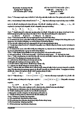 Đề thi thử Tốt nghiệp lần 2 môn Vật lý - Mã đ
