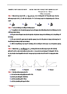 Đề thi thử Tốt nghiệp THPT lần 1 môn Vật lý n