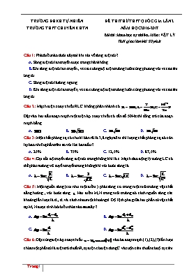 Đề thi thử Tốt nghiệp THPT lần 2 môn Vật lý n