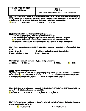 Đề thi thử Tốt nghiệp THPT môn Vật lý năm 2017 - Đề số 1 - Lê Phương