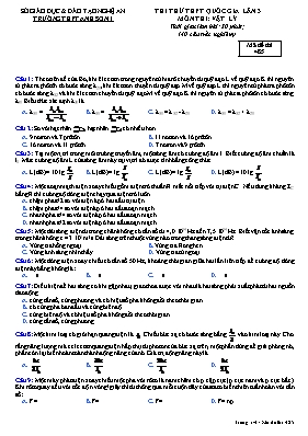 Đề thi thử Trung học phổ thông Quốc gia lần 3
