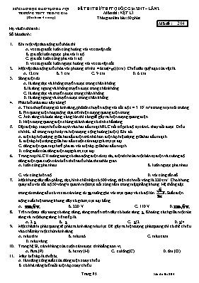 Đề thi thử Trung học phổ thông Quốc gia lần 3