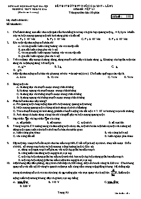 Đề thi thử Trung học phổ thông Quốc gia lần 3