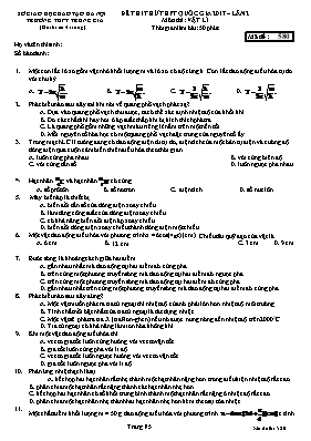Đề thi thử Trung học phổ thông Quốc gia lần 3
