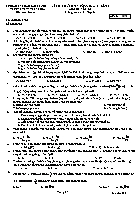 Đề thi thử Trung học phổ thông Quốc gia lần 3
