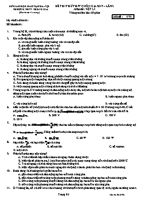 Đề thi thử Trung học phổ thông Quốc gia lần 3