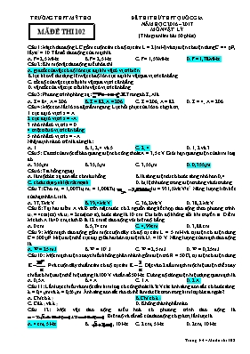 Đề thi thử Trung học phổ thông Quốc gia môn V