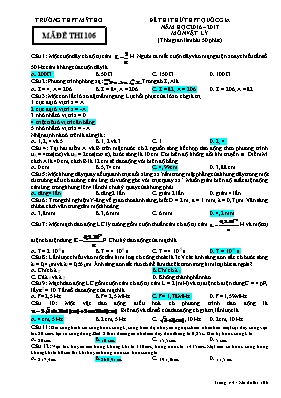Đề thi thử Trung học phổ thông Quốc gia môn V