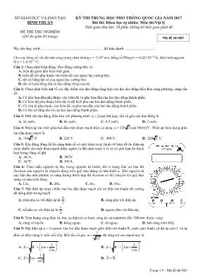 Đề thi thử Trung học phổ thông Quốc gia môn V