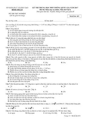 Đề thi thử Trung học phổ thông Quốc gia môn V