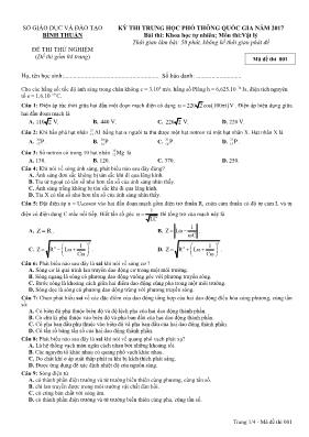 Đề thi thử Trung học phổ thông Quốc gia môn V