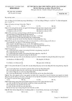 Đề thi thử Trung học phổ thông Quốc gia môn V