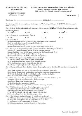 Đề thi thử Trung học phổ thông Quốc gia môn V
