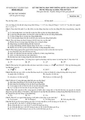 Đề thi thử Trung học phổ thông Quốc gia môn V