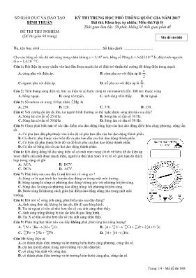 Đề thi thử Trung học phổ thông Quốc gia môn V
