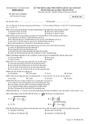 Đề thi thử Trung học phổ thông Quốc gia môn V