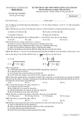 Đề thi thử Trung học phổ thông Quốc gia môn V