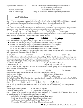 Đề thi Trung học phổ thông Quốc gia môn Vật l