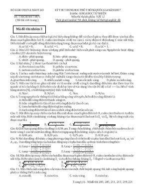 Đề thi Trung học phổ thông Quốc gia môn Vật l