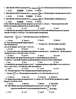 Đề trắc nghiệm Tốc độ trong dao động điều hòa