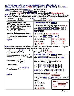 Dùng máy tính Casio giải bài tập dòng điện xoay chiều