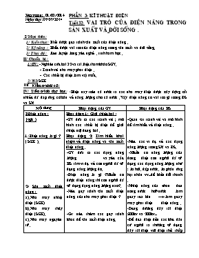 Giáo án Công nghệ Lớp 9 - Tiết 32: Vai trò củ