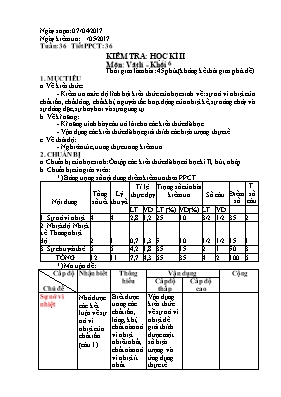 Giáo án Vật lý Lớp 6 - Tiết 36: Kiểm tra học kỳ II - Năm học 2016-2017
