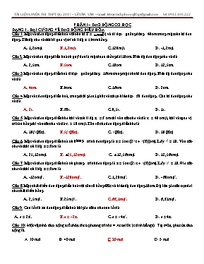 Tài liệu luyện thi THPT Quốc gia môn Vật lý - Phần I: Dao động cơ học
