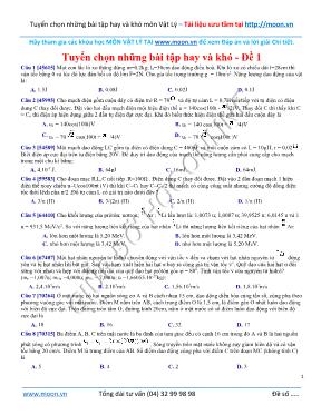 Tuyển chọn những bài tập Vật lý 12 hay và khó