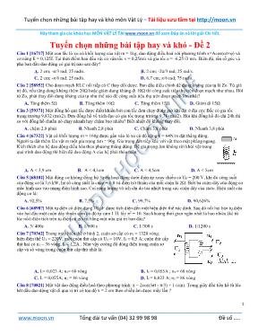 Tuyển chọn những bài tập Vật lý 12 hay và khó - Đề 2