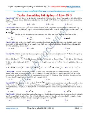 Tuyển chọn những bài tập Vật lý 12 hay và khó