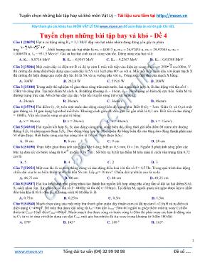 Tuyển chọn những bài tập Vật lý 12 hay và khó