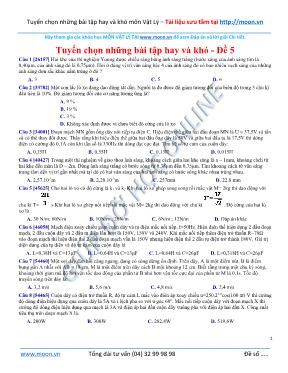 Tuyển chọn những bài tập Vật lý 12 hay và khó
