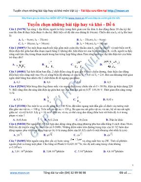 Tuyển chọn những bài tập Vật lý 12 hay và khó
