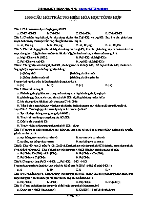 1000 Câu hỏi trắc nghiệm Hóa học tổng hợp