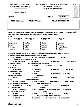 4 Đề thi học kỳ II môn Tiếng Anh Lớp 8 - Năm