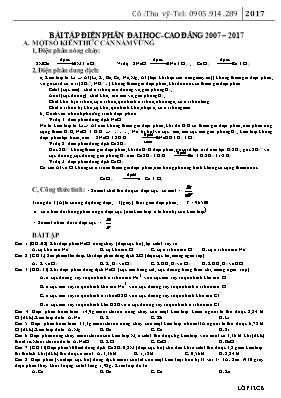 Bài tập Điện phân - Hóa học 12