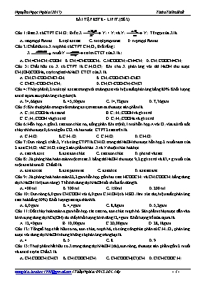 Bài tập Este - Lipit (Số 2)
