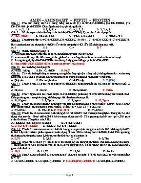 Bài tập trắc nghiệm Hóa học 12: Amin – Amino