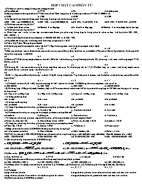 Bài tập trắc nghiệm Hợp chất cao phân tử