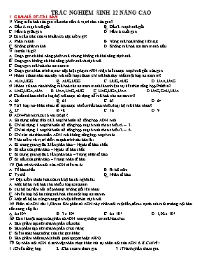 Bài tập trắc nghiệm Sinh học 12 nâng cao