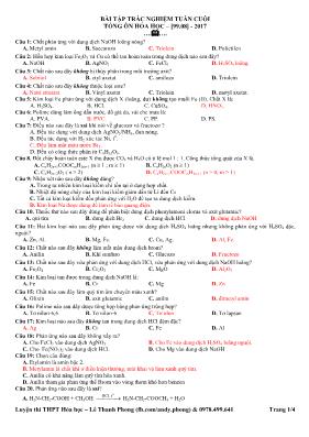 Bài tập trắc nghiệm tuần cuối tổng ôn thi THPT môn Hóa học năm 2017
