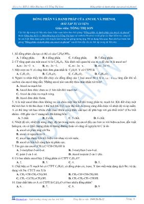 Bài tập tự luận Đồng phân và danh pháp của an