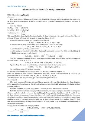 Bài toán về axit - bazơ của amin, amino axit 