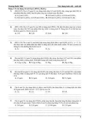 Các dạng toán sắt – oxit sắt (Nâng cao) - Vươ