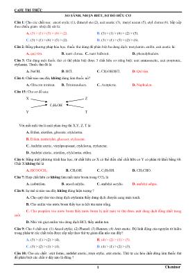 Câu hỏi So sánh, nhận biết, sơ đồ hữu cơ
