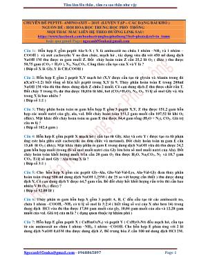 Chuyên đề Peptit - Amino axit